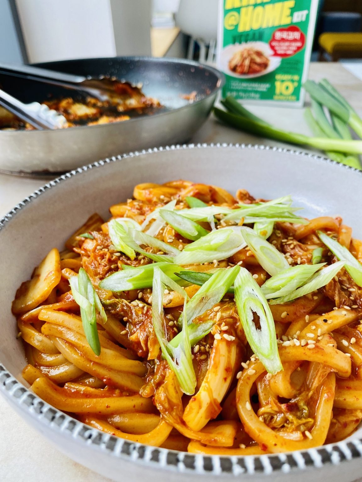 Kimchi Udon noodles with scallions Sempio